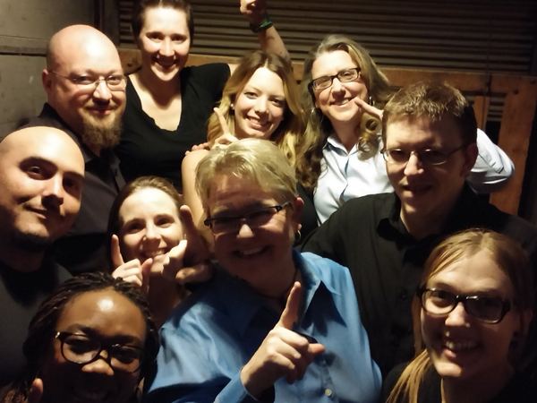 Group photo of friends at Fifi's