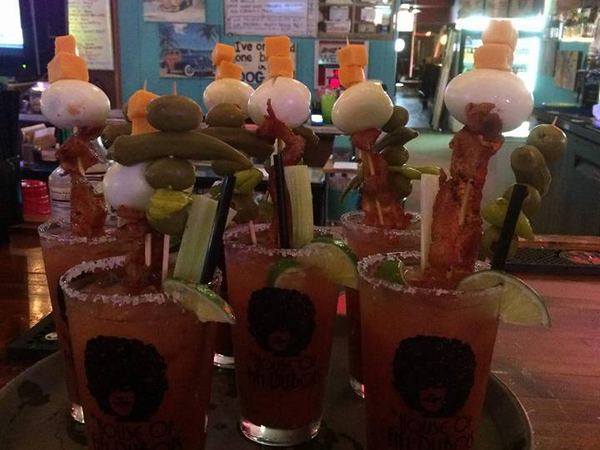 A tray of drinks at the bar