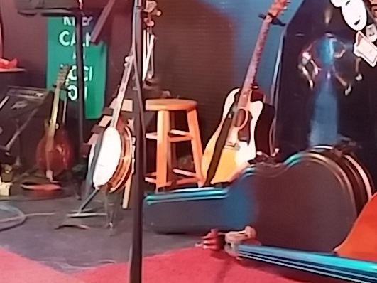 Instruments set up for soundcheck on stage
