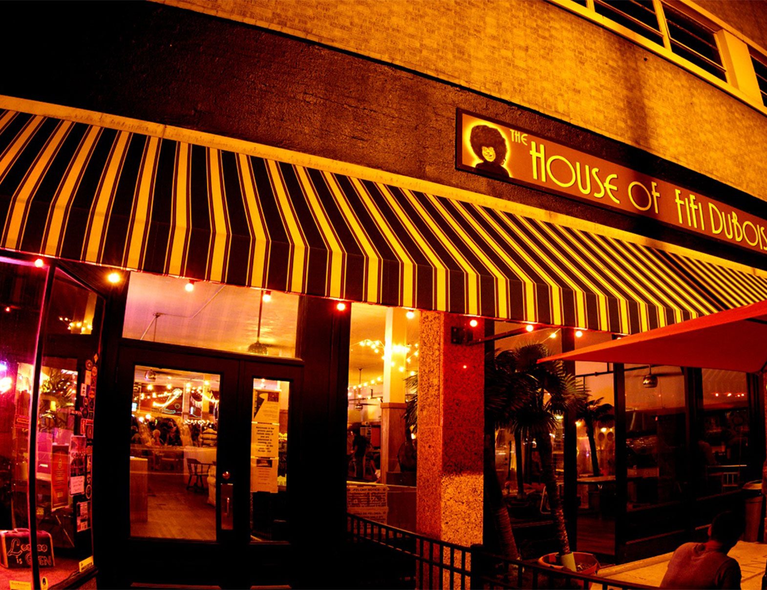 Fifi’s storefront at night